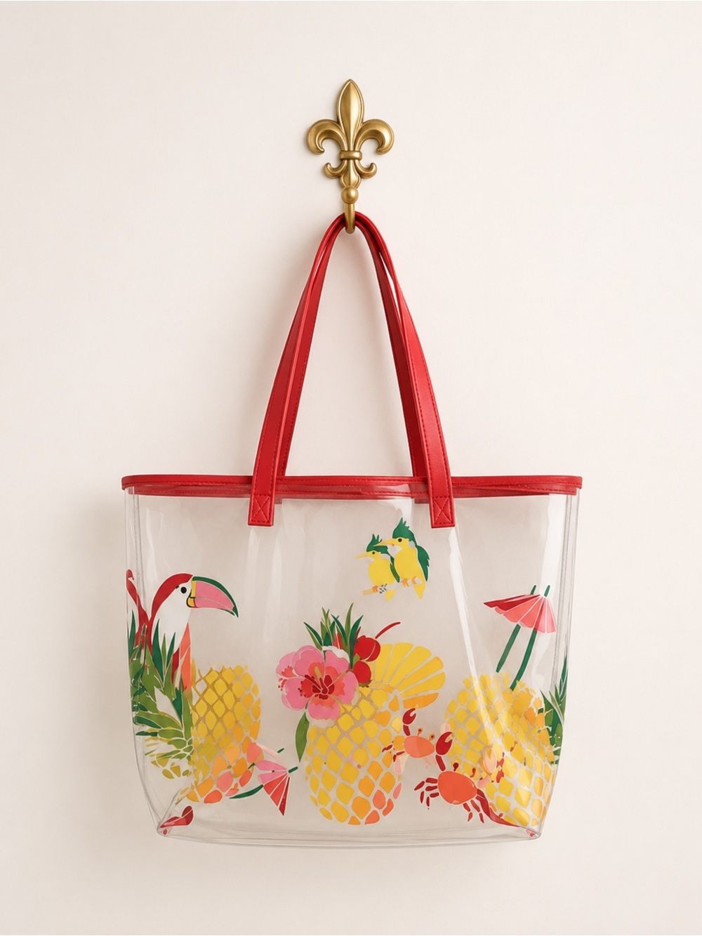Vera Bradley Plastic See Through Toucan Pineapple Crab Beach Bag + Pouch… - Picture 2 of 5